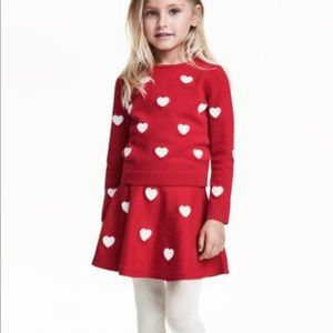 H&M Fine Knit Sweater Skirt Set Hearts 2-4 Years